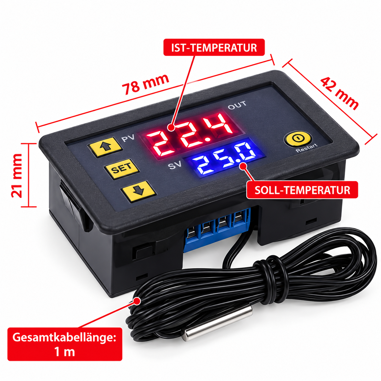 Digitaler Thermostat mit Display (Temperaturanzeige)